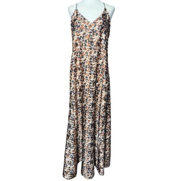 Nicole Miller New York Womens  M Animal Print Maxi Dress With Built-In Bra Brown - Picture 3 of 14